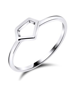 Hollow Diamond Shaped Silver Ring NSR-517